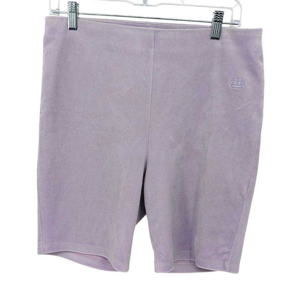 Juicy Couture Velour Bike Shorts Womens Large Lavender Purple Logo‎ Y2K Pull On